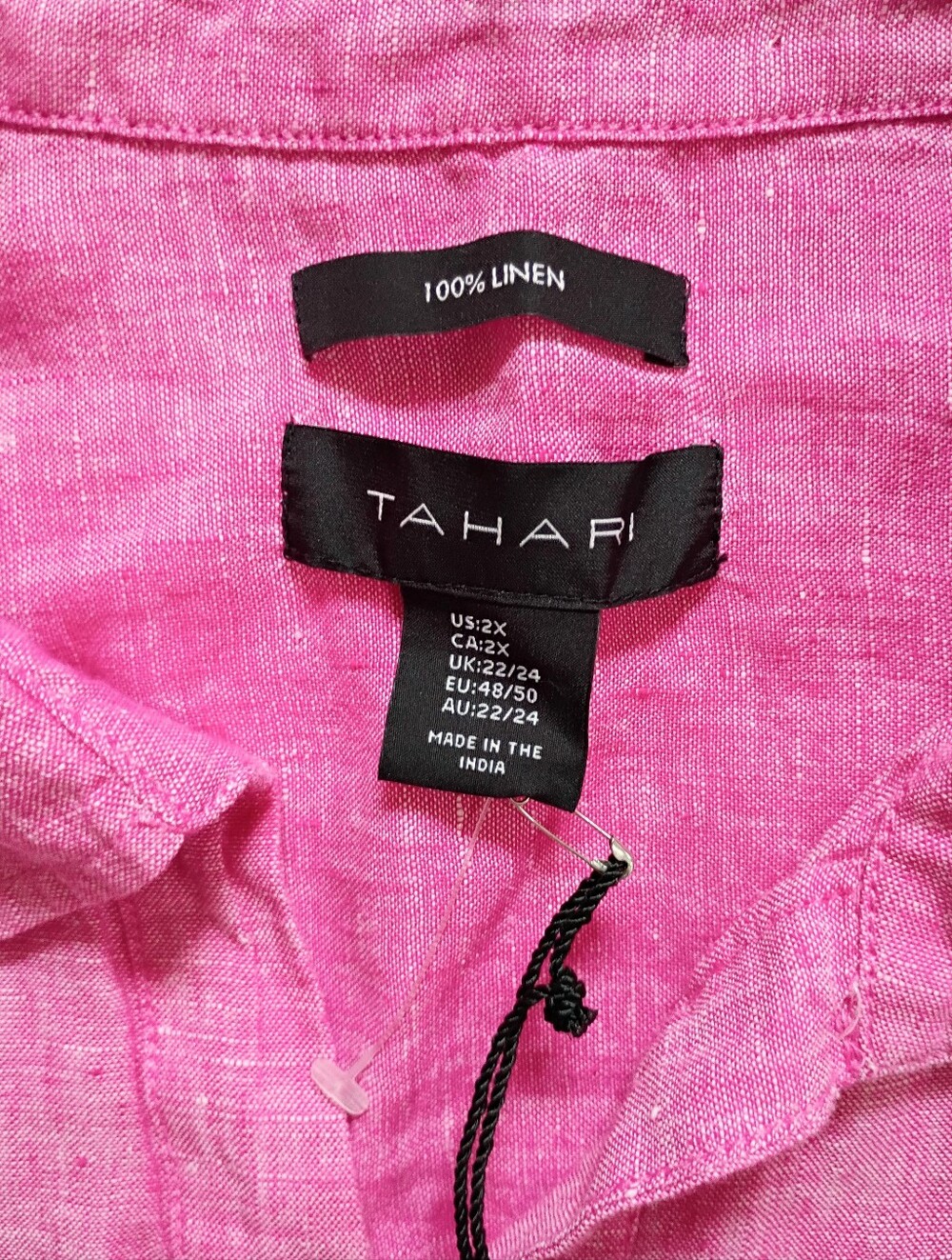 Women's Tahari Linen Pink Tunic Top Blouse XXL - Picture 2 of 7